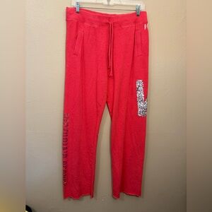 Victoria’s Secret Y2K 2015 Pink Sequin Wide Leg Sweat Pants Size Small